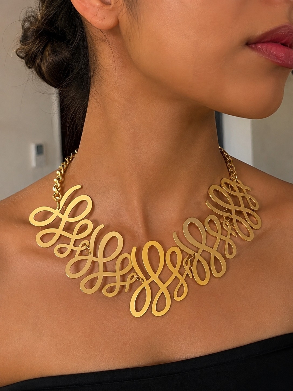 Gold Statement Loop Link Necklace - Women Jewelry